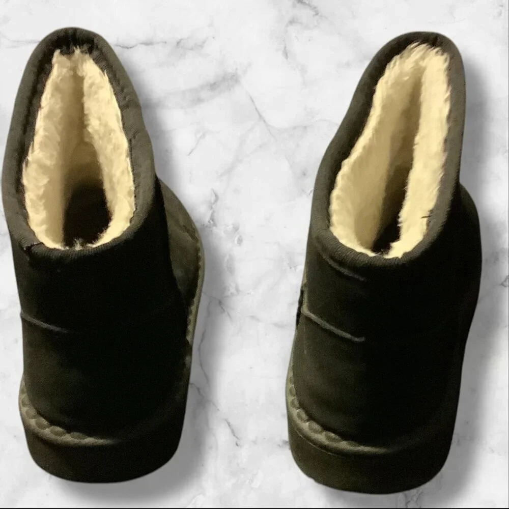 Fashion‎ Girls Black Fur Lined Winter Ankle Boots Slip On Size 35